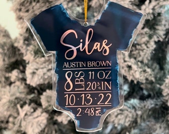 Personalized Baby's First Christmas Ornament, Birth Stats Keepsake