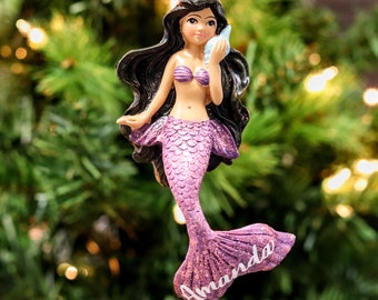 Personalized mermaid Christmas ornament