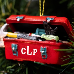 Décoration de Noël boîte à outils personnalisée | Cadeau papa/grand-père en résine