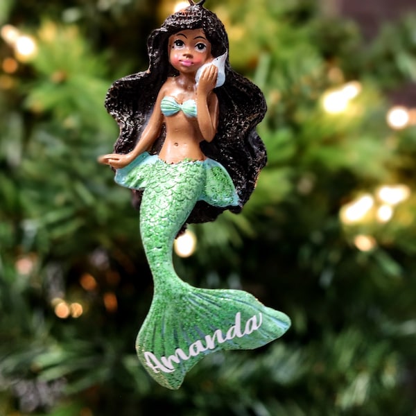 Personalized mermaid Christmas ornament