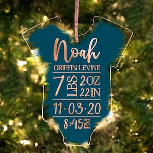 Personalized baby ornament, babys First christmas ornament, birth statistic ornament, birth information ornament, baby keepsake ornament image 1