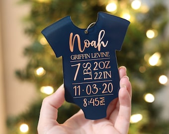 Personalized Baby's First Christmas Ornament | Birth Stats Keepsake