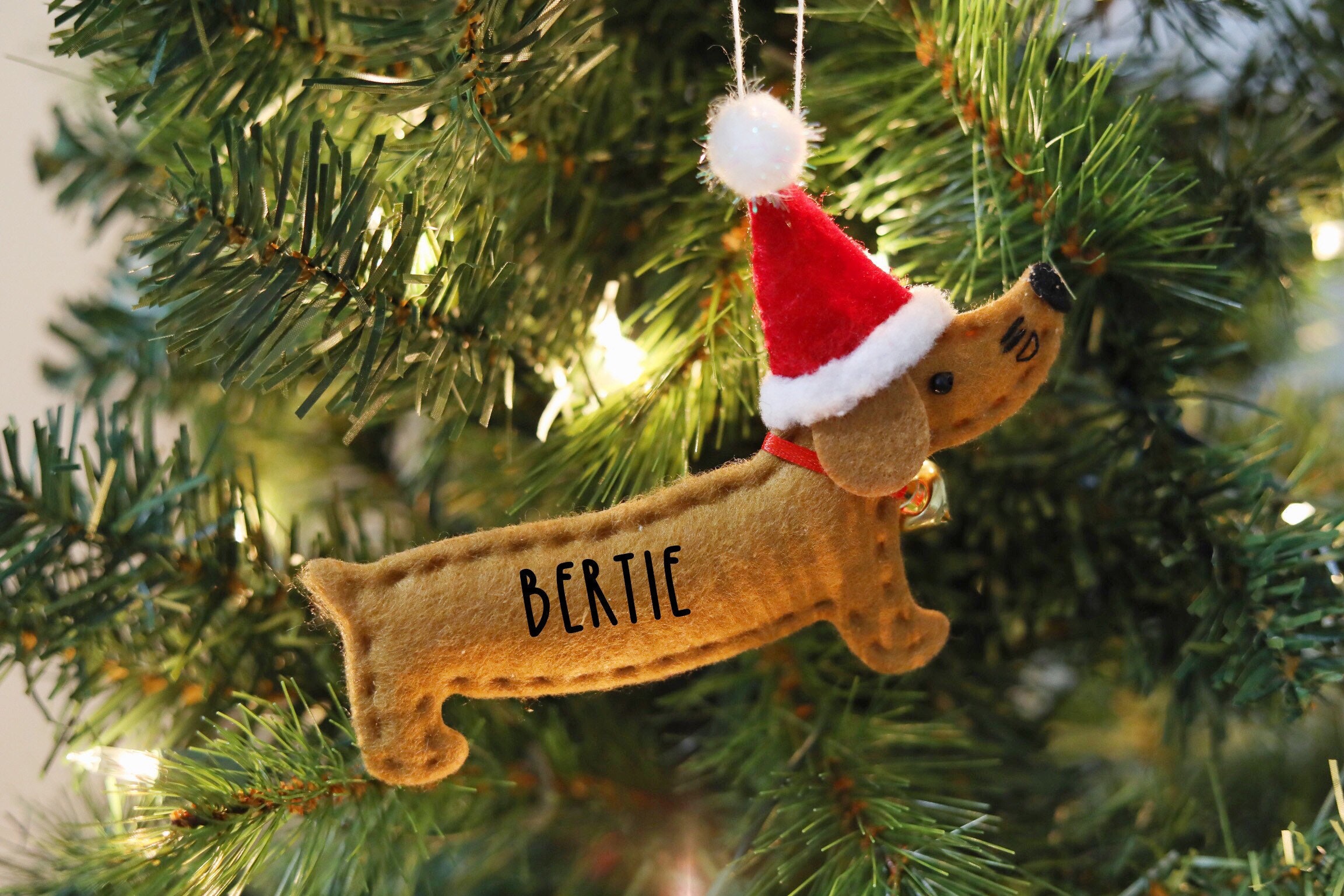 Personalized Dachshund dog Christmas ornament, sausage dog ornament, weiner dog ornament