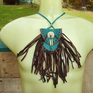 Beaded Fringed Deerskin Leather Medicine Bag, Tribal Necklace Pouch,  Dance Regalia, Crystal Pouch,