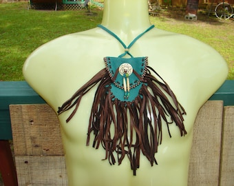 Beaded Fringed Deerskin Leather Medicine Bag, Tribal Necklace Pouch,  Dance Regalia, Crystal Pouch,