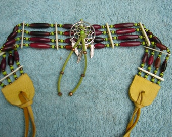 Native American Bone Choker, Dreamcatcher Choker, Indian Necklace, Dance Regalia, Tribal Jewelry, Native Regalia