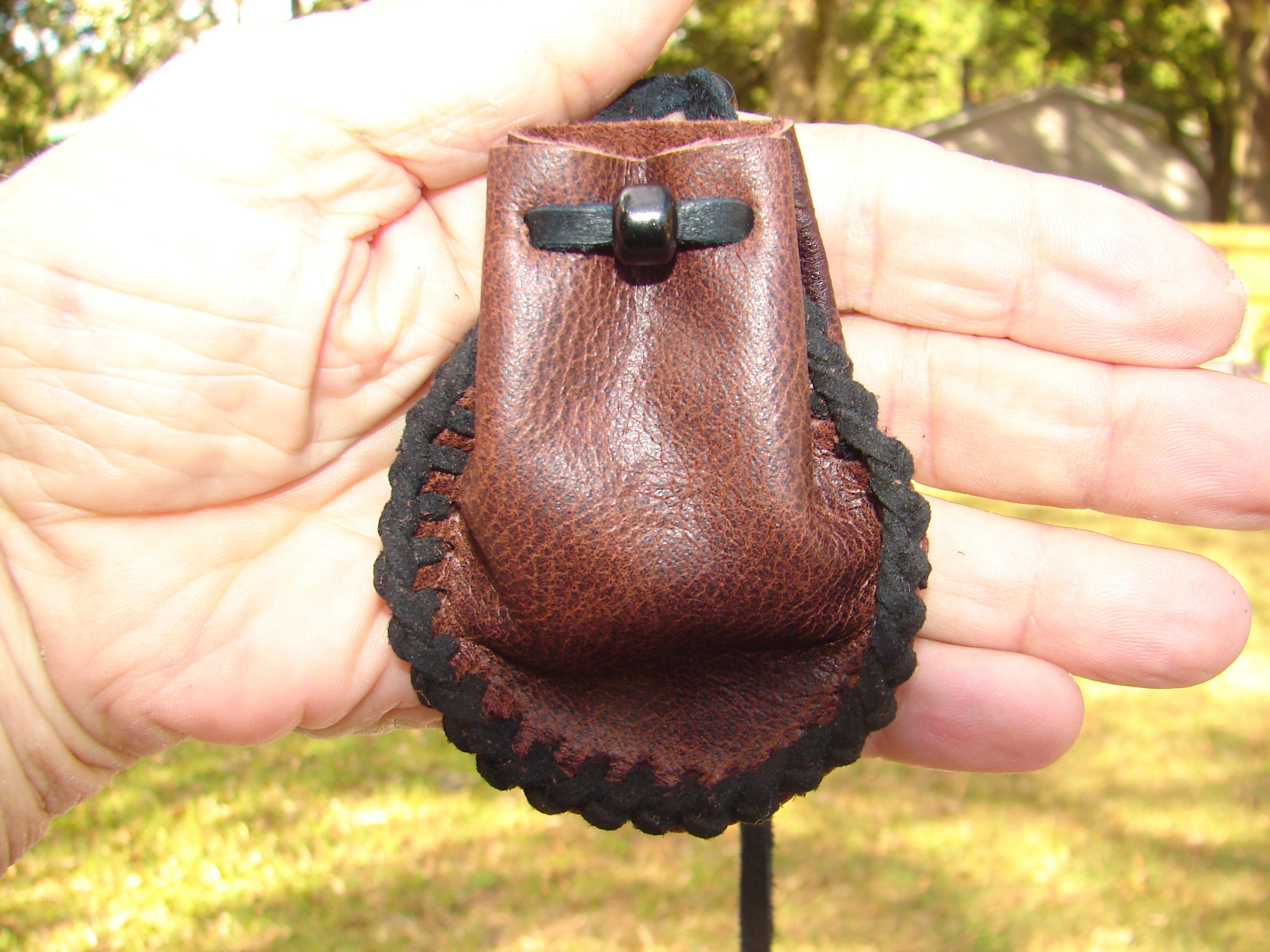 Leather Lipstick Pouch, Personalized Leather Pouch Necklace