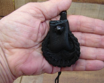 Black Deerskin Medicine Bag, Leather Pouch, Talisman Drawstring Bag