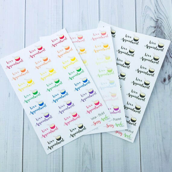 Download Wax Appointment Planner Stickers Waxing Stickers | Etsy