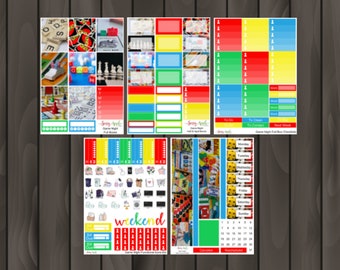 Game Night - Board Game Sticker Kit - Vintage Gaming Sticker Kit - Weekly Sticker Kit  - Vertical Sticker Kit - Photo Sticker Kit
