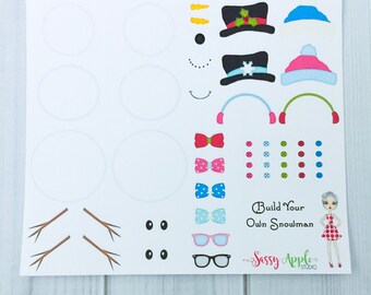 Create Your Own Snowman Sticker Sampler - Christmas stickers - Winter stickers