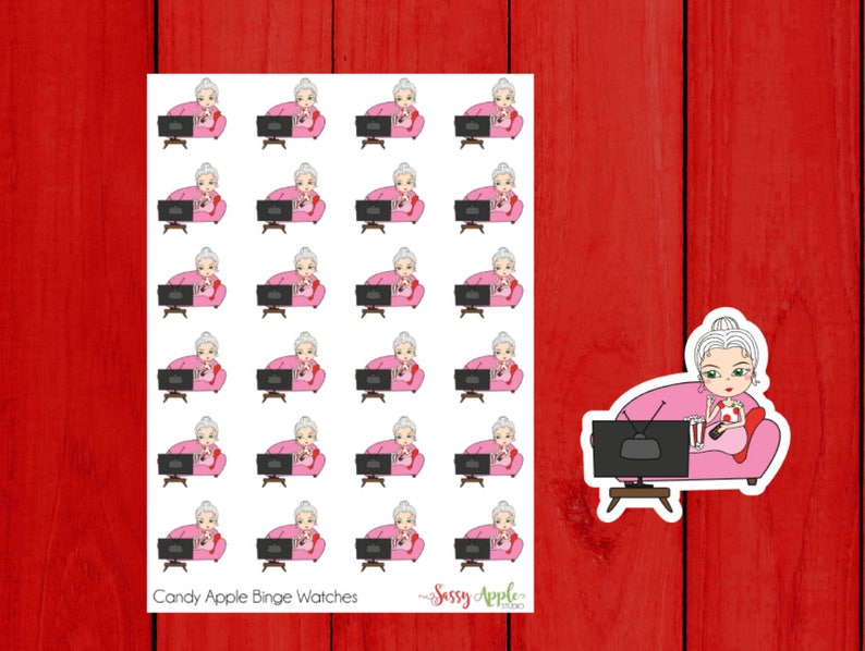 Candy Apple Binge Watches Netflix Stickers YouTube Stickers Character Stickers image 1