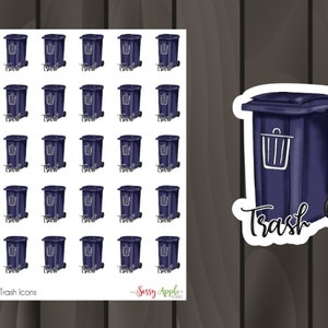 Trash Stickers Garbage Day Stickers Cleaning Stickers Icon Stickers Typography Stickers Script Stickers image 1
