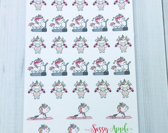 Jewel Gets Fit - Unicorn Exercise Planner Stickers - Workout Stickers