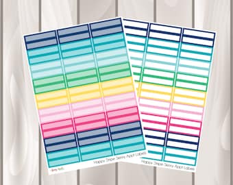 Skinny Happy Stripe Appointment Labels - Planner Stickers