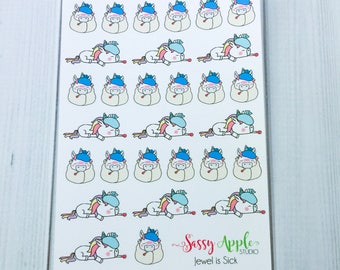 Jewel is Sick - Unicorn Sick Day Planner Stickers