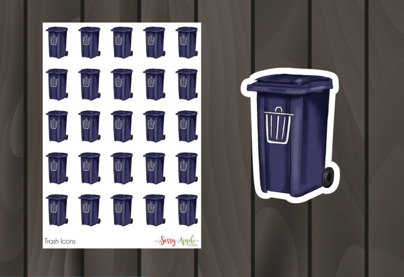 Trash Stickers Garbage Day Stickers Cleaning Stickers Icon Stickers Typography Stickers Script Stickers image 2