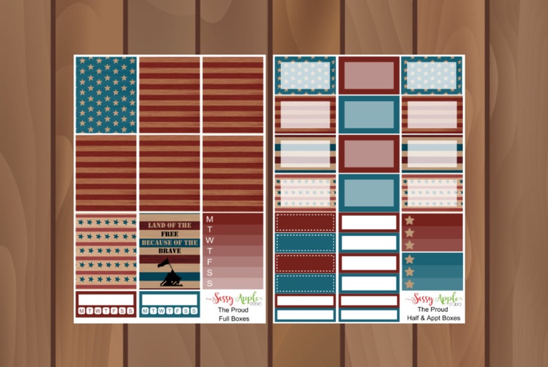 The Proud Military Service Weekly Sticker Kit Memorial Day Weekly Sticker Kit Patriotic Weekly Sticker Kit Vertical Kit imagem 2