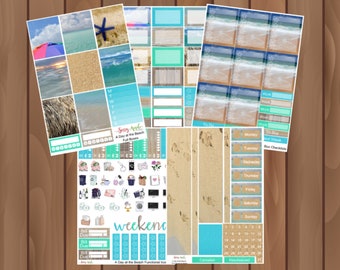 A Day at the Beach - Beach Themed Weekly Sticker Kit - Vacation Weekly Sticker Kit - Vertical Sticker Kit