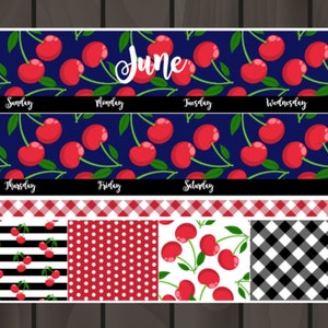 June Monthly View Sticker Kit Summer Monthly Kit Cherry Monthly Kit Chose your month imagem 2