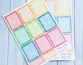 Glitter Rainbow Full Box Stickers - Planner Stickers