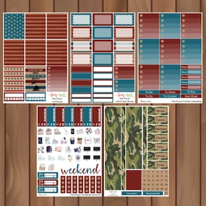 The Proud Military Service Weekly Sticker Kit Memorial Day Weekly Sticker Kit Patriotic Weekly Sticker Kit Vertical Kit image 1