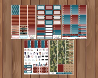 The Proud - Military Service Weekly Sticker Kit - Memorial Day Weekly Sticker Kit - Patriotic Weekly Sticker Kit - Vertical Kit