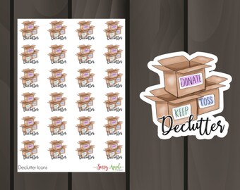 Declutter Stickers - KonMari Stickers - Clean House Stickers - Chore Stickers  - Icon Stickers - Typography Stickers - Script Stickers