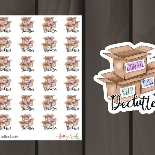 Declutter Stickers - KonMari Stickers - Clean House Stickers - Chore Stickers  - Icon Stickers - Typography Stickers - Script Stickers