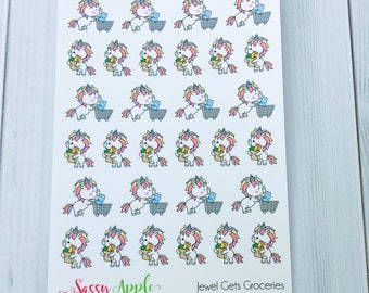 Jewel Gets Groceries - Unicorn Grocery Shopping Planner Stickers - Food Stickers