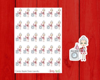 Candy Apple Does Laundry - Laundry Stickers - Character Stickers