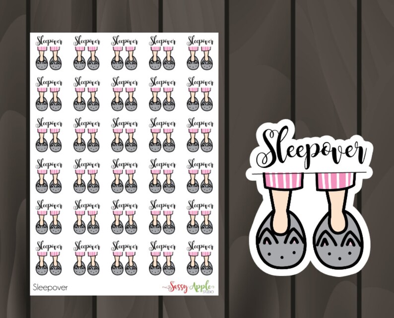 Sleepover Stickers Hand Drawn Stickers Typography Stickers Etsy