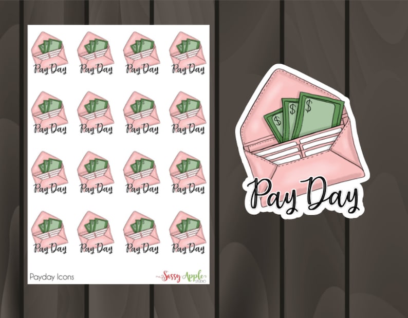 Pay Day Stickers Money Stickers Icon Stickers Typography Stickers Script Stickers image 1