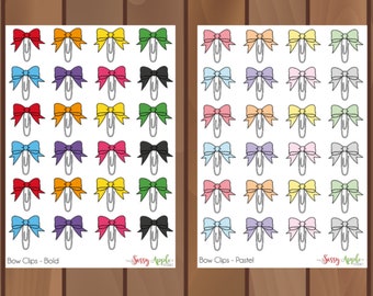 Bow Clip Stickers - Paperclip Stickers - Bow Stickers