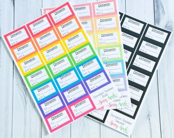 Donation Tracker Stickers - Half Box Stickers - Rainbow Stickers
