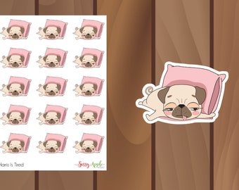 Harris Is Tired - Lazy Day Stickers -  Nap Stickers - Pug Stickers - Character Stickers