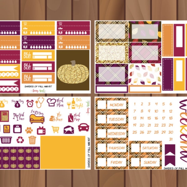 Shades of Fall Mini Kit - Weekly Planner Sticker Kit - TN Sticker Kit