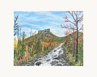 Table Rock Painting — Original Acrylic Mountain Wall Art, 14x11
