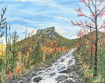 Table Rock Painting — Original Acrylic Mountain Wall Art, 14x11