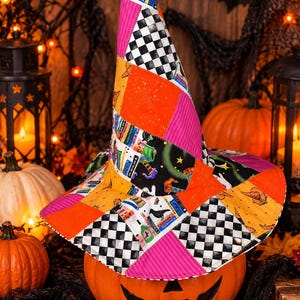 Sombrero de bruja de Halloween hecho con retazos