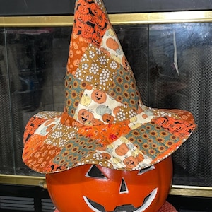 Cappello da strega patchwork per Halloween – Taglia unica per adulti, Atmosfera autunnale