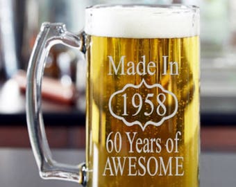 50th Birthday for Him, 60th Birthday Him, 40th Birthday for Him, Birthday Beer Glass, Birthday, 70th Birthday, 80th Birthday, Dad Birthday