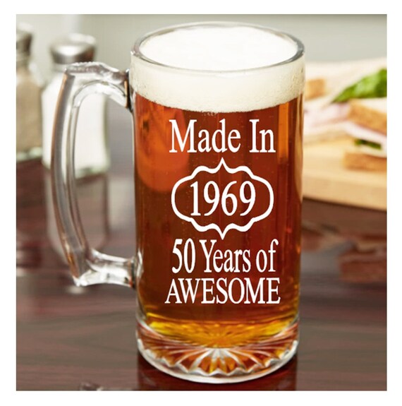 50th Birthday for Men Birthday Beer Mug 50th Party Favors Etsy