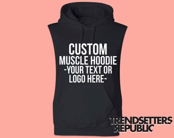 custom sleeveless workout hoodie