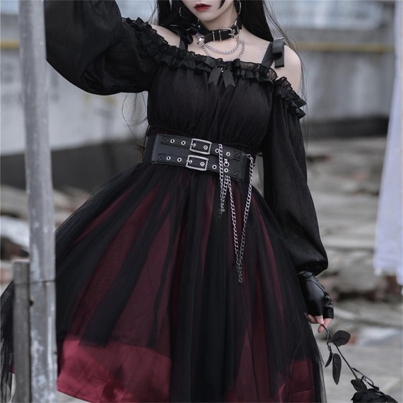 Verzorger grens Kader Women Lolita Gothic Dress Girl Ruffle Mesh Puff Sleeve - Etsy Denmark
