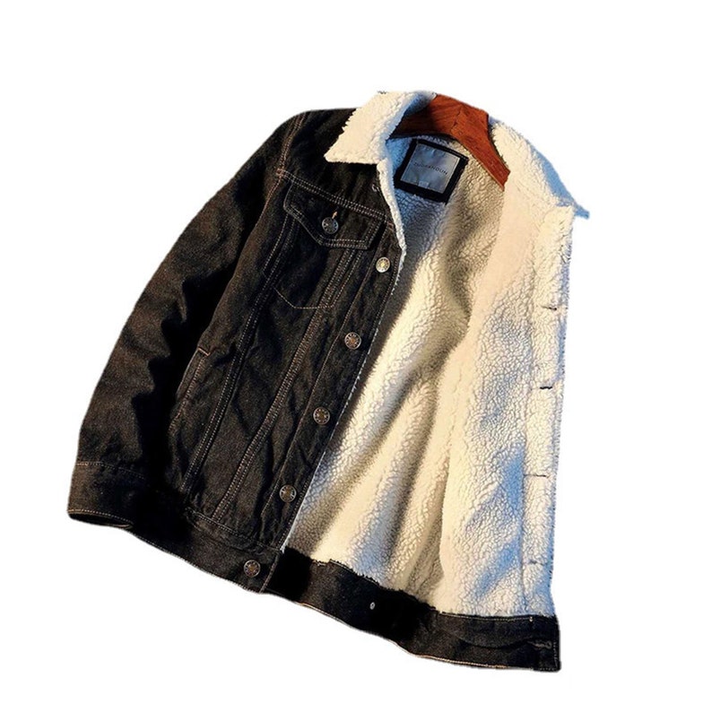 Men Sherpa Trucker Warm Denim Jackets Winter Thermal Casual Etsy