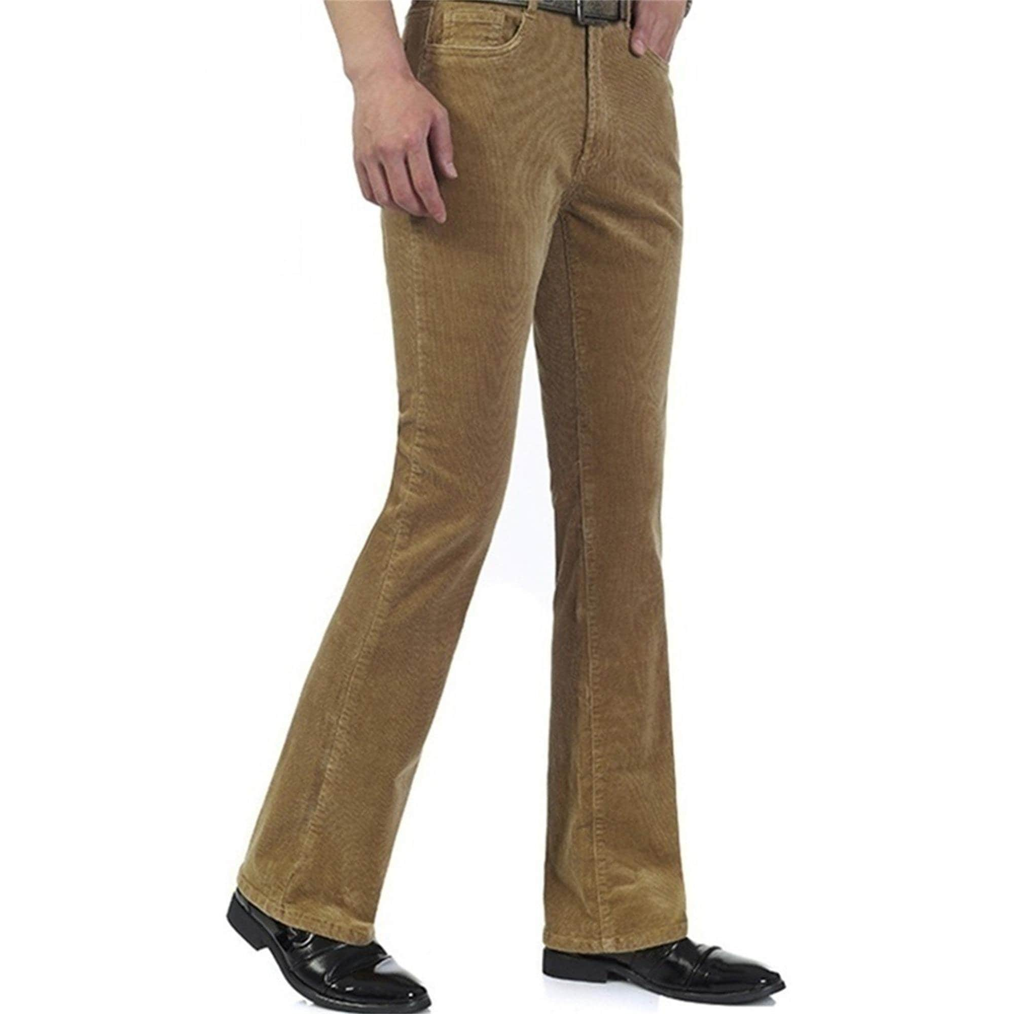 Blue Corduroy Flare Pants Men - Retro Bell Bottom Pants