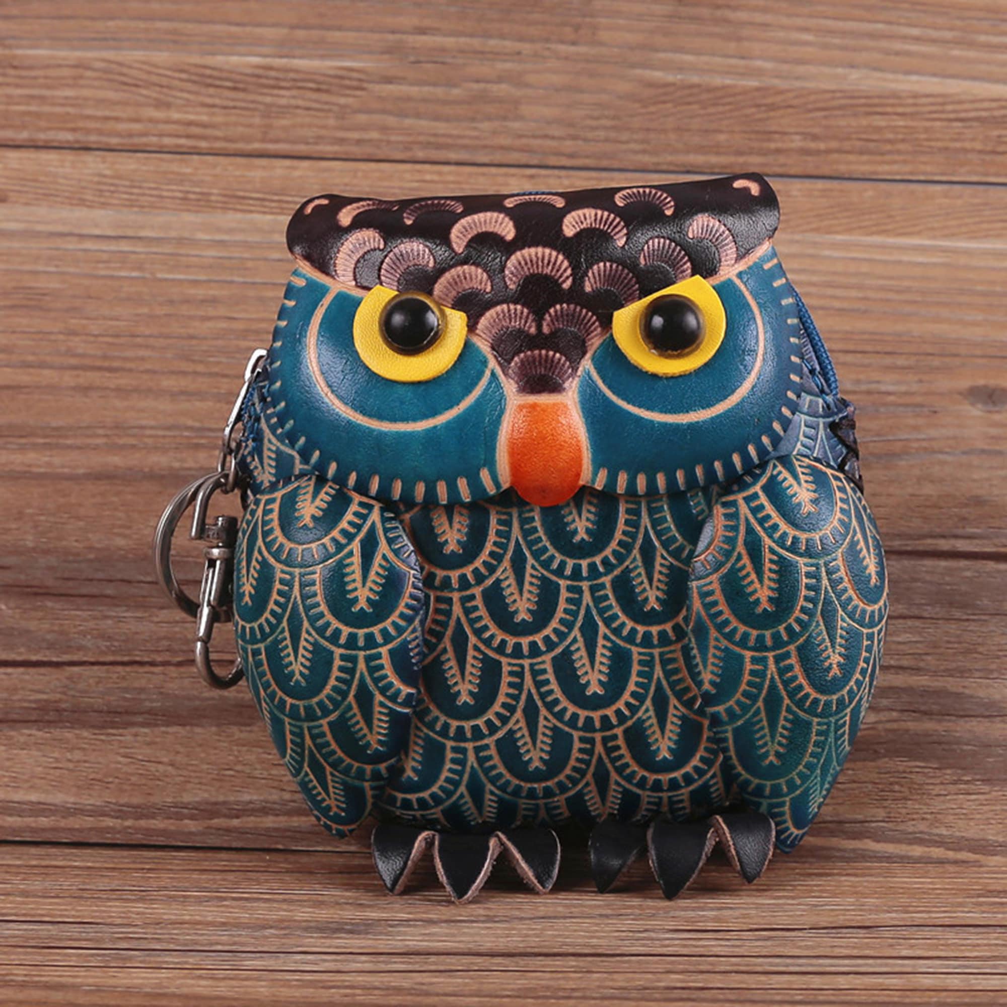Handcrafted Owl Leather Coin Purse Keychain Compact Coin Pouch -  Hong  Kong
