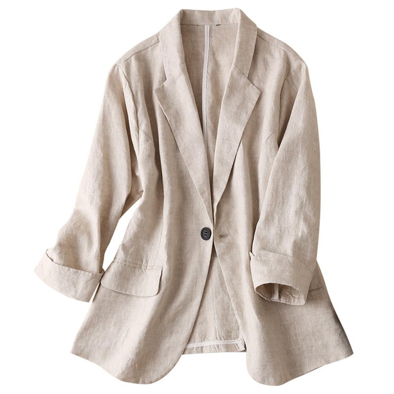 Lady Formal Blazer 100% Linen Suit Jacket Flax Plain 3/4 - Etsy
