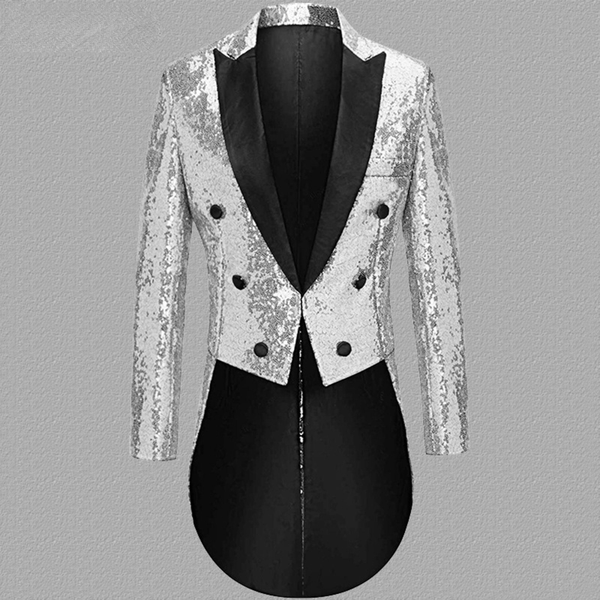 Customize Men Sequin Tuxedo Suit Jacket Slim Fit Tailcoat Showman